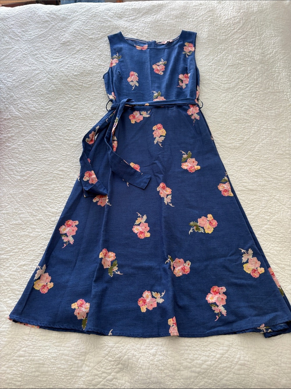 Joules Navy Floral Tie-Belt Sundress
